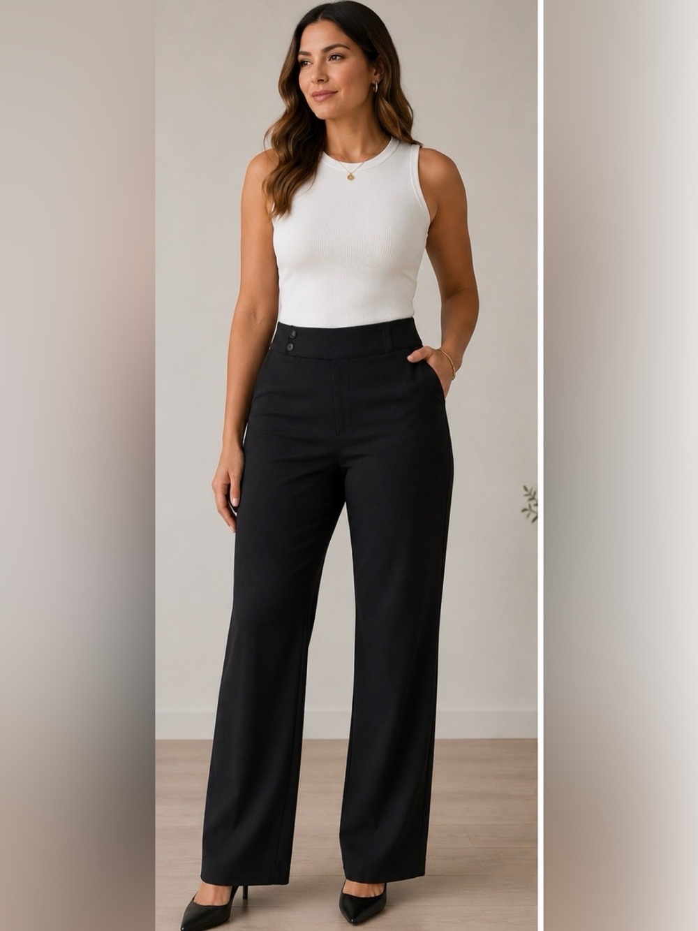 august silk Black Women's Straight-Leg Dress Pants, size 8